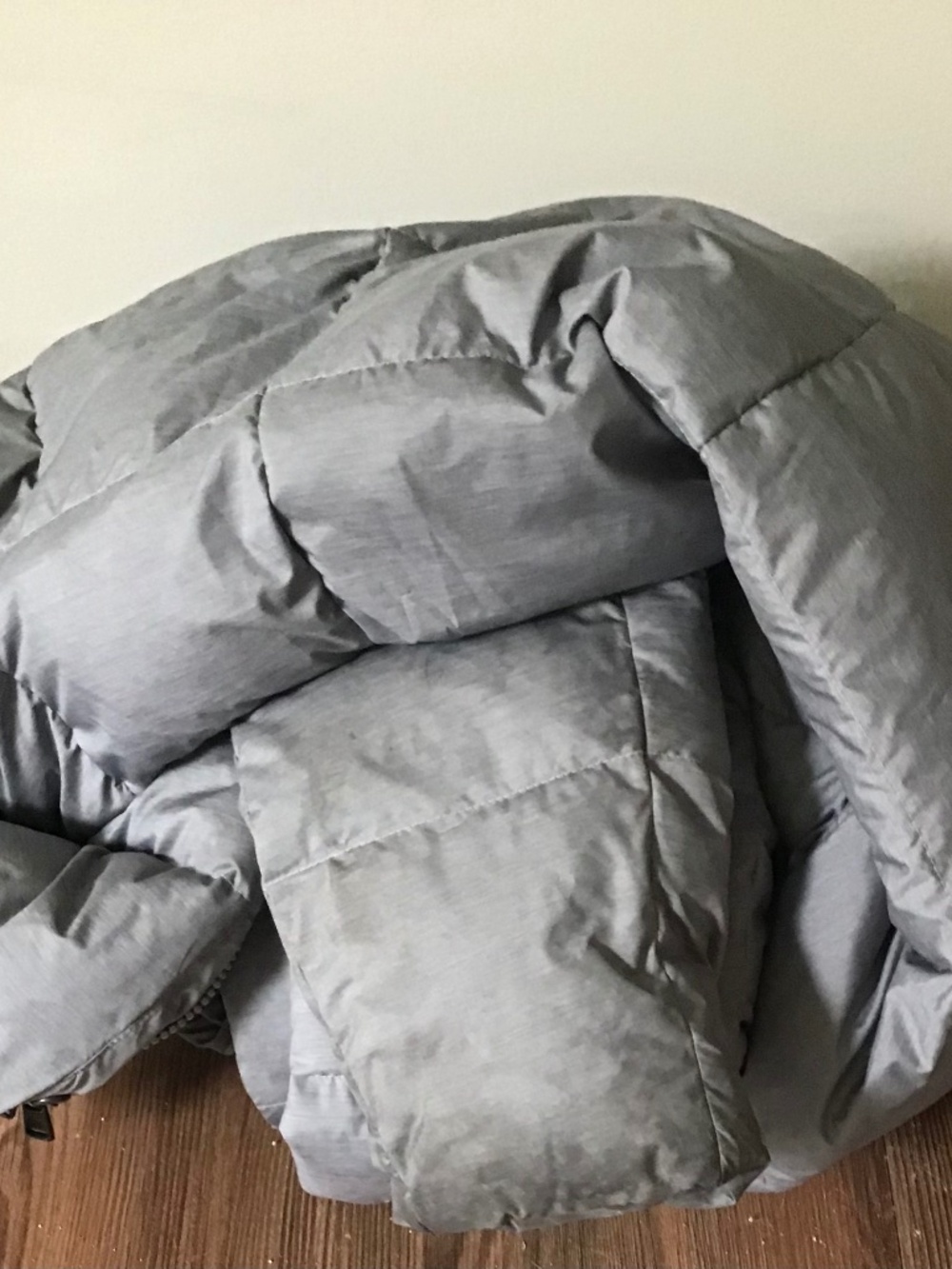 Grey North Face long puffer jacket (as is see notes)